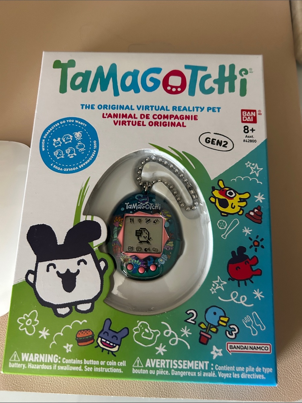 Tamagotchi Gen2 Virtual Pet Keychain - Teal & Pink